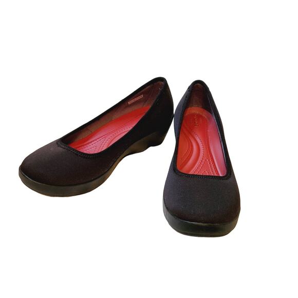 Crocs womens dual comfort workwear black wedge shoes size 8 - Picture 1 of 6